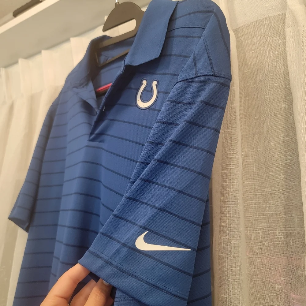 Nike Colts Dri Fit Striped Polo Blue On Field Size Medium NWT
